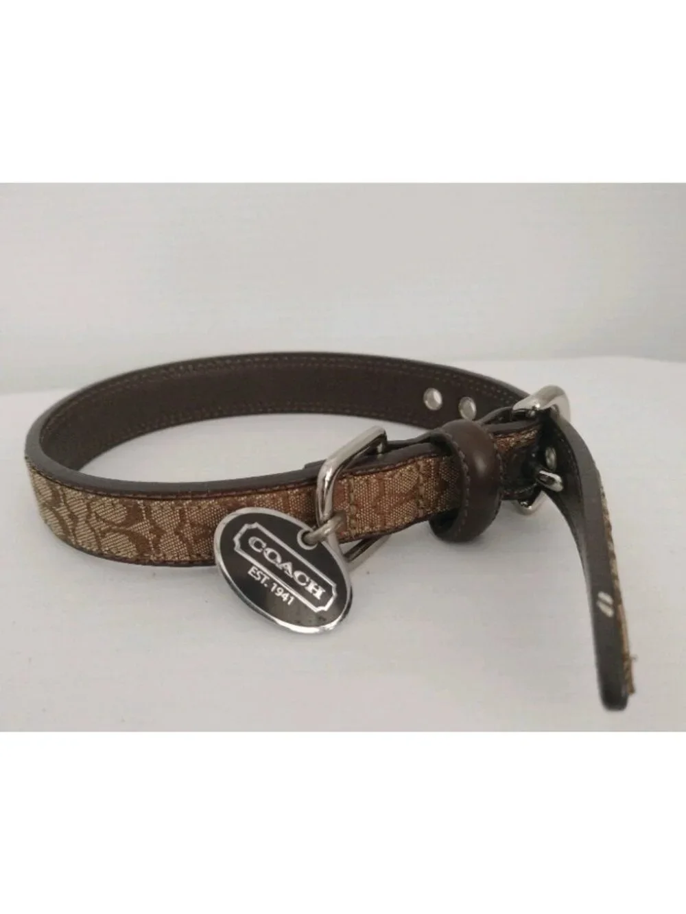 Coach Signature Pet Choker Beige & Brown Small 4003 New